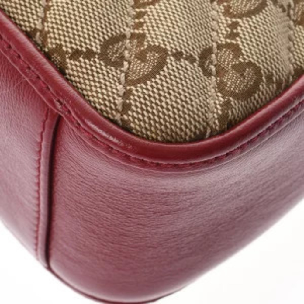 Gucci Leather Supreme Shoulder Red Bag Beige GG Top Handle Canvas Marmont Ebony - Picture 8 of 9